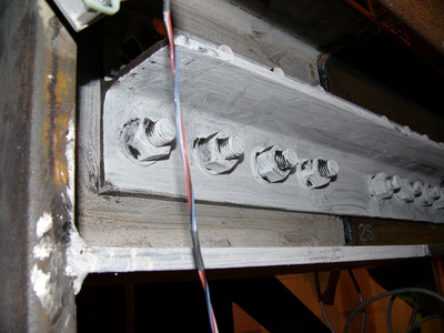 Second story South beam splice prior to testing